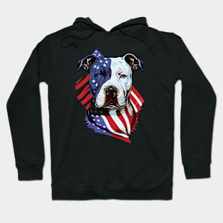 American Pitbull with US stars and stripes Flag Illustration Hoodie